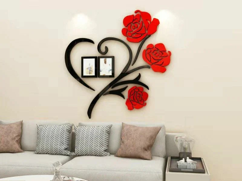 3D Heart Red wall Sticker - Happydeals.lk