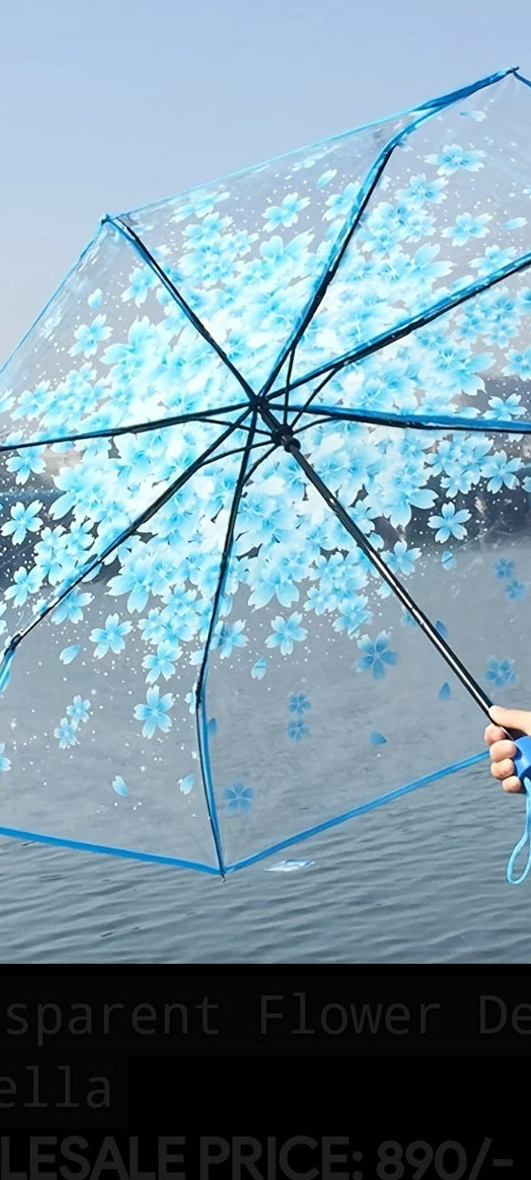 Transparent Flower Design Umbrella