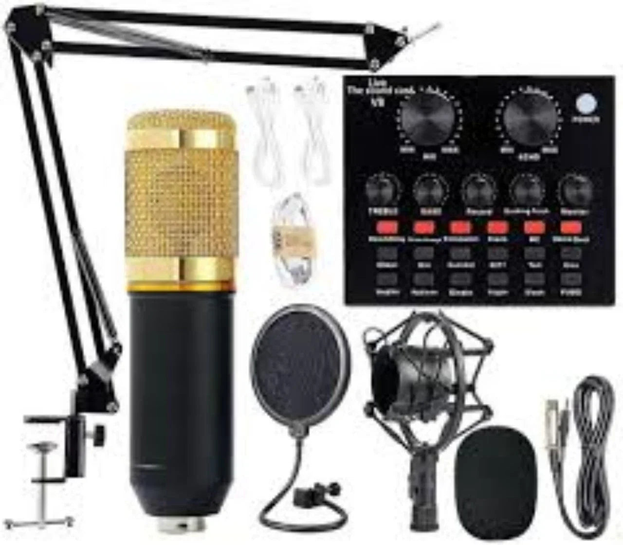 Bm800 Condenser microphone with v8 sound card - Happydeals.lk