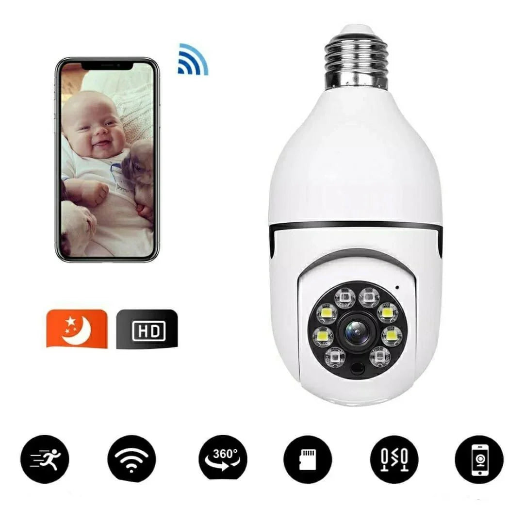 V380 Pro WiFi Bulb Camera 360 Wireless Portable Security Camera - Happydeals.lk