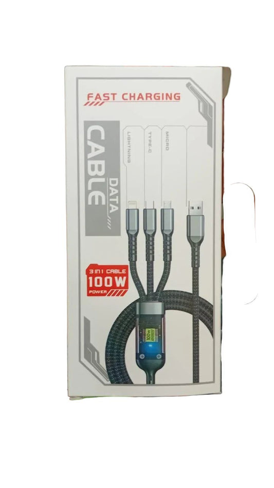100w 3 in 1 fast charging cable Brandnew - Happy Deals