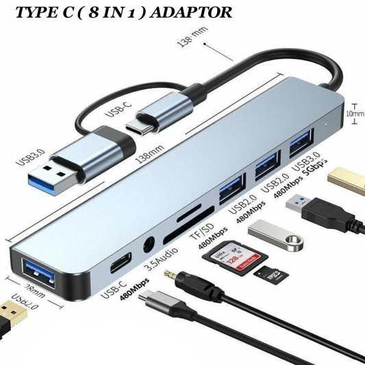 8 in 1 Type C hub Hdmi Type C Hub Brand new - Happydeals.lk