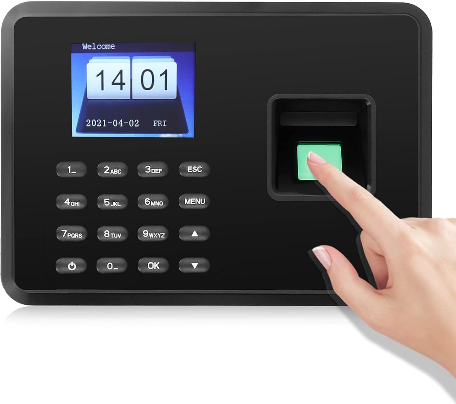 Biometric Fingerprint Time Clock for Employees, 2.4in TFT Color Screen, USB Communication, 600 Fingerprint Capacity - Happy Deals