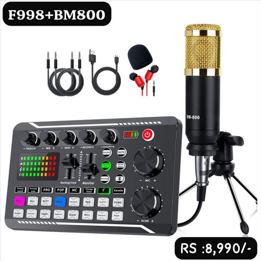 F998+BM800 Condenser microphone Brandnew - Happydeals.lk